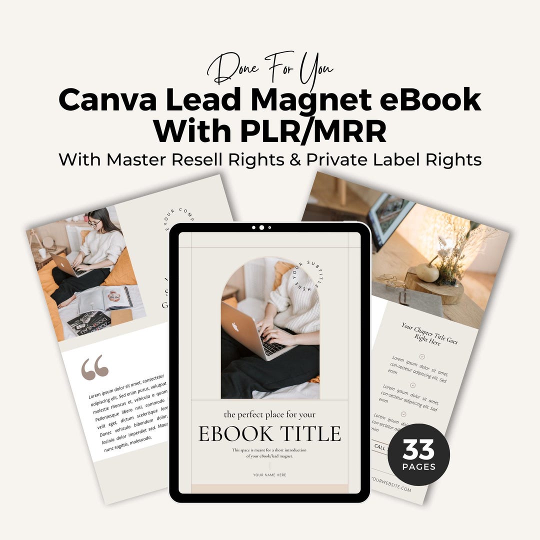 Canva Lead Magnet Template: Editable Ebook Workbook (MRR PLR Digital ...
