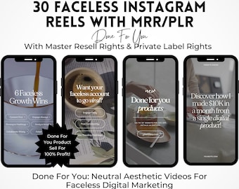 Faceless Reels With Master Resell Rights | Faceless Instagram | Done For You Content Library | Faceless Digital Marketing | Canva Template.