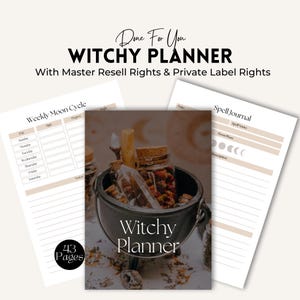 Witch Planner Canva | Printable Digital Journal | Astrology Planner | Grimoire Templates for Witches & Creatives | PLR MRR Witchy Planner.