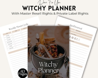 Witch Life Planner: Grimoire Journal, Astrology, Canva Template (Digital Download, PLR/MRR Rights)
