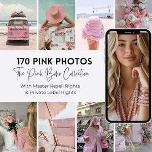 Bundel met roze stockfoto&#39;s voor sociale media | Gezichtsloze digitale marketing Zachtroze branding | Anonieme Instagram-content | MRR.