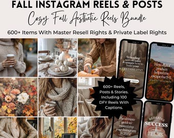 Cozy Fall Reels & Posts: Faceless Instagram Marketing (MRR PLR)