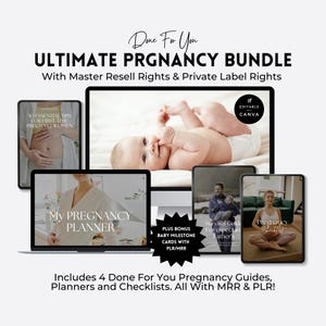 Pregnancy Bundle MRR | Editable Canva Templates | Digital Pregnancy Planner | Master Resell Rights, | Mom To Be Checklists & Guides Included