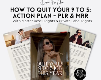 Quit 9-to-5 eBook: PLR MRR, Canva Editable Guide