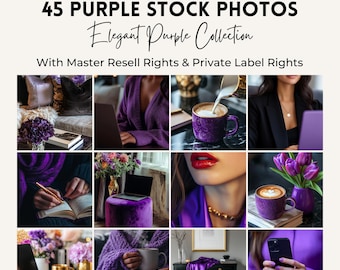 Purple Stock Photos Bundle: Faceless Marketing, MRR PLR (Digital Download)
