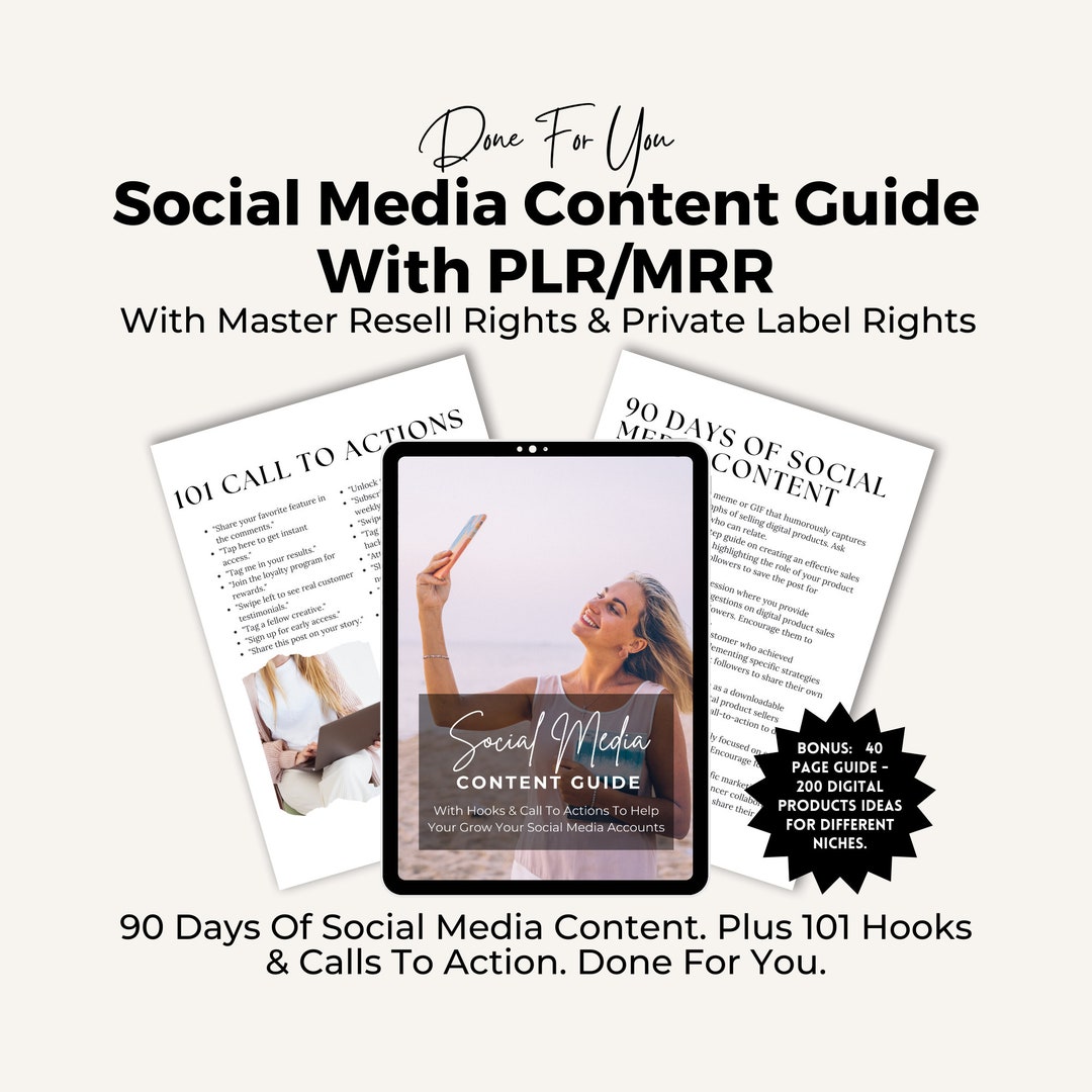 Social Media Content Guide With Master Resell Rights (MRR) and Private ...
