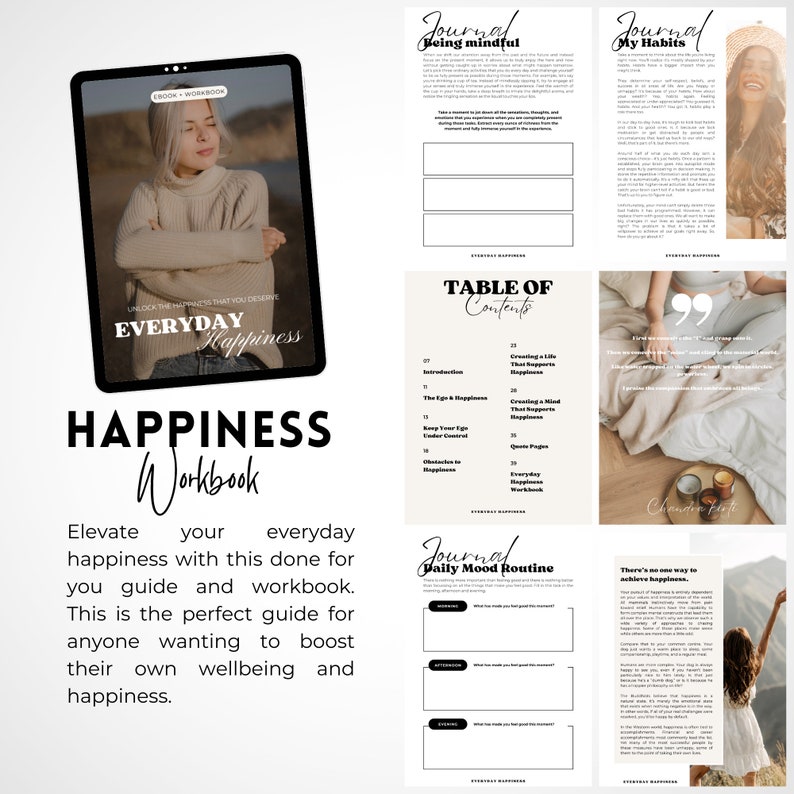Everyday Happiness Guide Master Resell Rights Happiness Workbook Self Love Workbook Happiness eBook PLR Done For You Guide. image 4