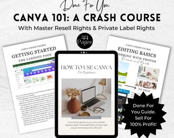 Canva Crash Course | PLR Digital Products | Master Resell Rights | PLR Ebook | How To Use Canva | Canva Guide | Done For You.