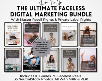 Faceless Digital Marketing Guide Bundle with Master Resell Rights | Digital Marketing | PLR Done For You Digital Marketing Guides with MRR.