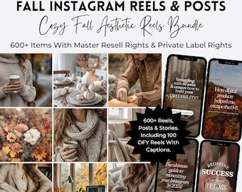 Cozy Fall Instagram Reels & Stock Photos: MRR PLR Bundle
