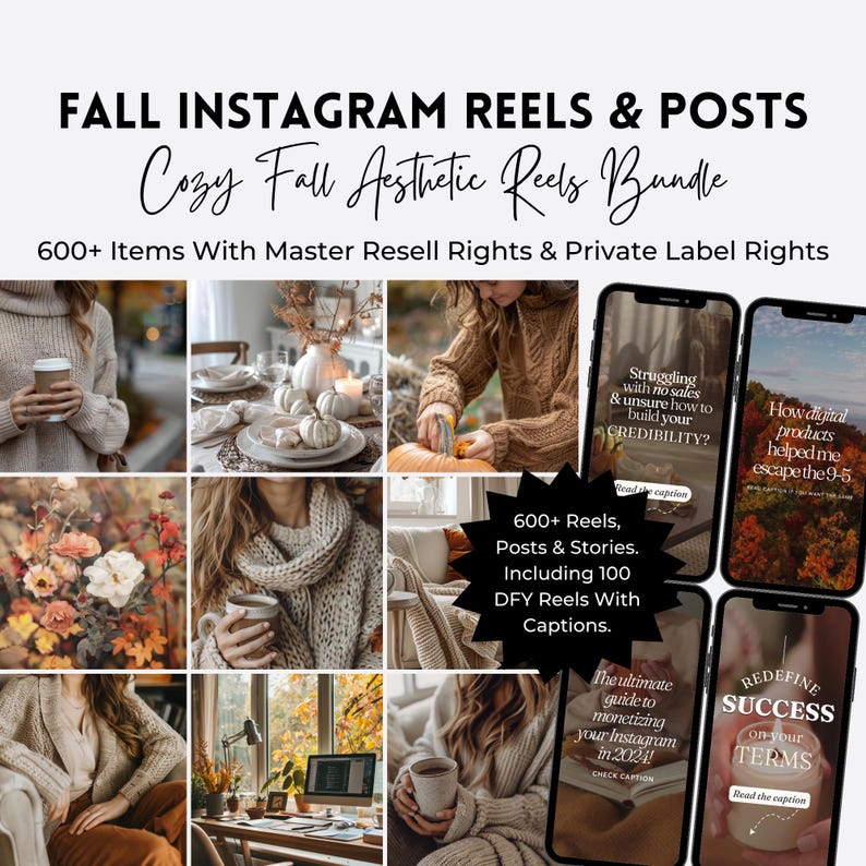 Cozy Fall Instagram Reels & Stock Photos: MRR PLR Bundle - Etsy