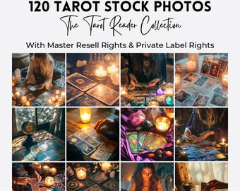 Paquete de fotos de archivo de lectores de tarot: 120 imágenes místicas (MRR y PLR)