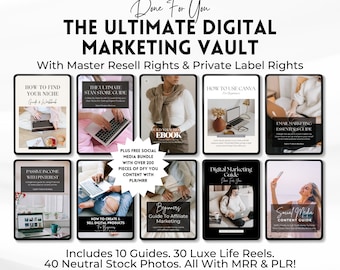Digital Marketing Vault Master Resell Rights | PLR Digital Products | Master Resell Rights | Done For You | DFY Ebook | MRR Course
