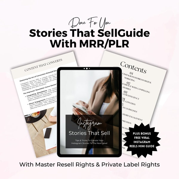 Guía de historias que venden / Hecho para usted (DFY) / Derecho maestro de reventa (MRR) y derechos de etiqueta privada (PLR) / Historias de Instagram / Ingresos pasivos