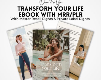 May include: A digital ebook cover with a woman sitting by a pool. The cover is titled "Transform Your Life" and says "Created To Transform Your Life & Become A Better You".