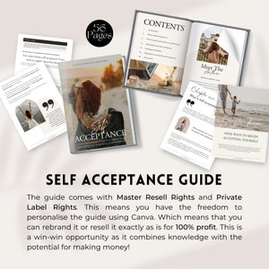 Self Acceptance Journal with Master Resell Rights Editable PLR Canva Template Lead Magnet Coach Spiritual Business Workbook. image 4