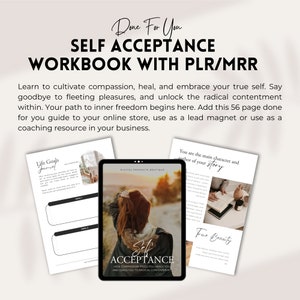 Self Acceptance Journal with Master Resell Rights Editable PLR Canva Template Lead Magnet Coach Spiritual Business Workbook. image 3