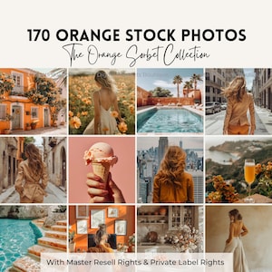 Oranje Stock Foto&#39;s MRR | Esthetische anonieme digitale marketingafbeeldingen voor Instagram | PLR-inhoud voor marketing | Sinaasappel Stock Afbeelding Bundel.