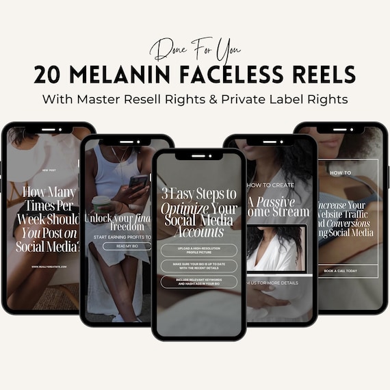 Melanin Faceless Instagram Reels: MRR + PLR (20 Videos)