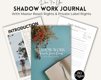 Shadow Work Journal PLR. Editable Anxiety Workbook with Journal Prompts for Healing.