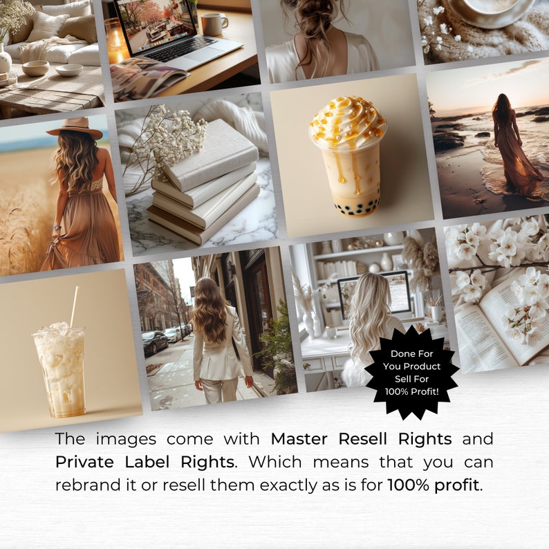 ベージュのストック写真。MRR と PLR を備えた、ソーシャル メディア向けの顔のないマーケティング画像 170 枚。 画像 4