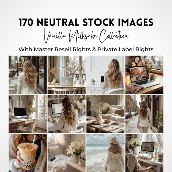 170 Faceless Marketing Stock Photo Bundle | Master Resell Rights | Work from Home | Neutral Aesthetic Styled Lifestyle Images | Done For You