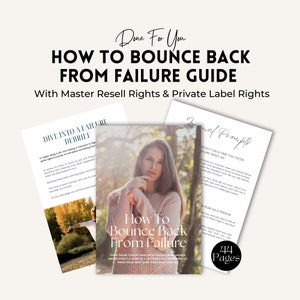 Master Resell Rights | Bounce Back From Failure eBook | MRR Resilience Journal | Life Coaching | Mental Health | Done For You Canva Template