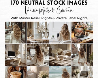 Beige Stock Photos. 170 Faceless Marketing Images for Social Media, with MRR & PLR.