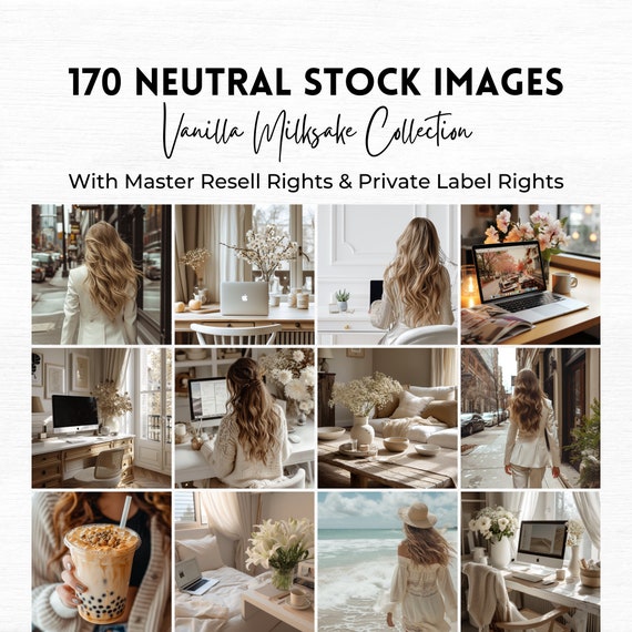 Beige Stock Photos. 170 Faceless Marketing Images for Social Media, with MRR & PLR.