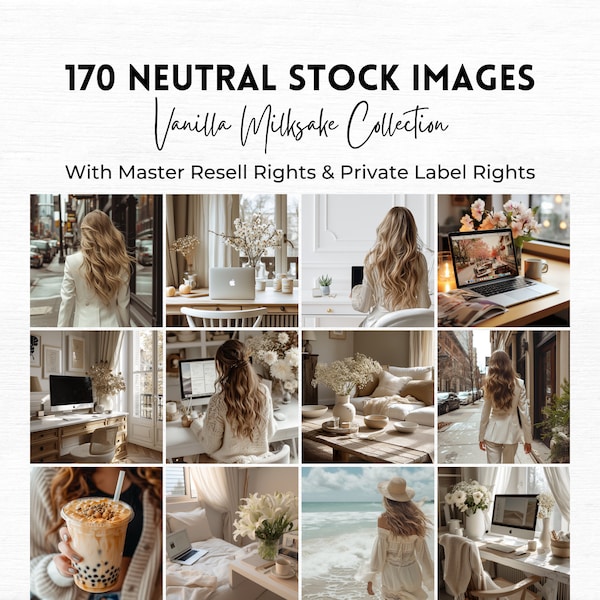 170 Faceless Marketing Pictures | Master Resell Rights | Stock Aesthetic Images |  Instagram Reels | Lifestyle Neutral Boho Bundle.