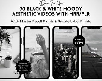 Faceless Reels Black & White Content Library With Master Resell Rights MRR | Private Label Rights PLR | Moody Vibe for Digital Marketing.