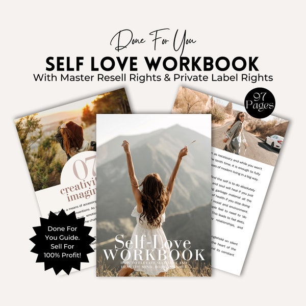 Self Love Journal with Master Resell Rights | Editable PLR Canva Template | Lead Magnet Coach | Spiritual Business  Workbook.