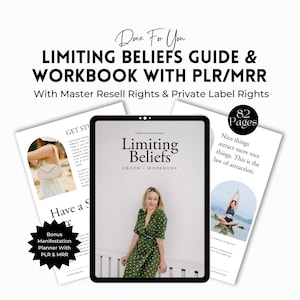 Limiting Beliefs Workbook | Master Resell Rights | Done for You Course | Lead Magnet Ebook | Life Coaching Tools | Canva Workbook Template.