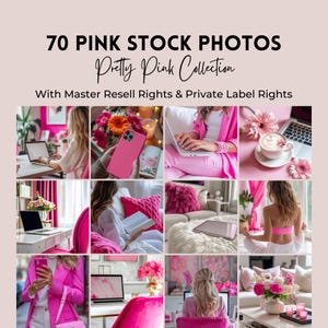 Esthetisch roze Stockfoto&#39;s | MRR & PLR-bundel | Perfect voor sociale media | Digitale marketingcontent | Master-doorverkooprechten | Stock Afbeeldingen.