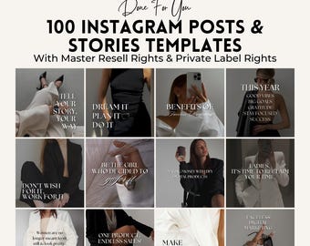Modèles de publication Instagram | 100 modèles sur toile, MRR PLR (téléchargement numérique