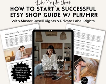 Etsy Success Guide: Shop Setup, SEO Tips, MRR PLR (Canva Template)
