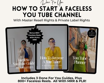 Faceless YouTube Guide: MRR PLR eBook Bundle, Automation Strategies (Digital Download)