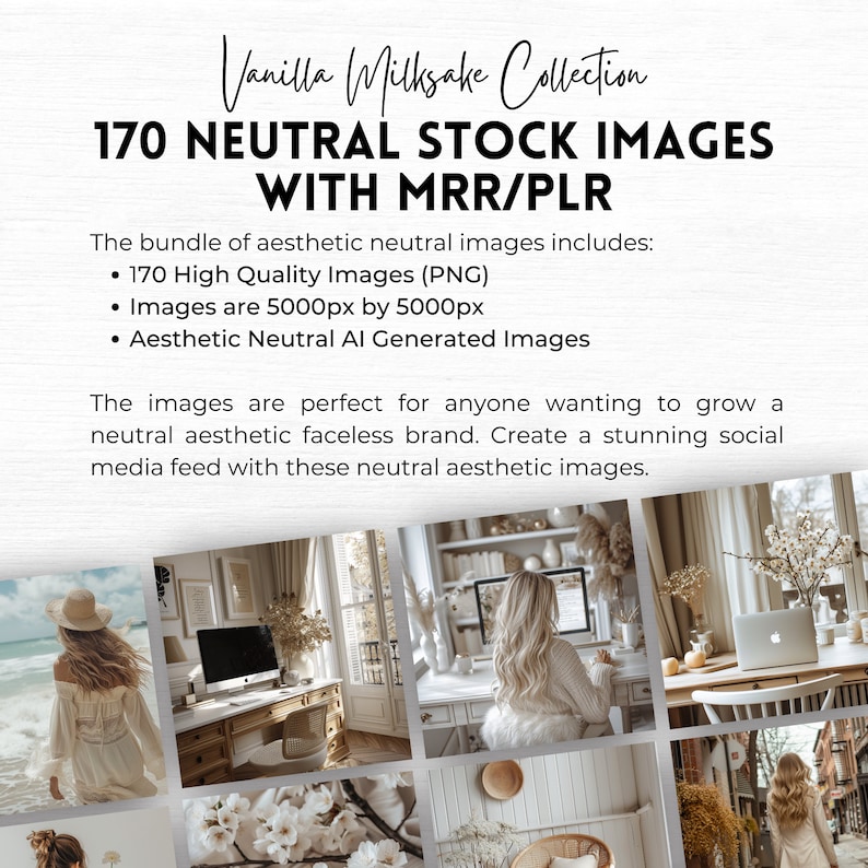 ベージュのストック写真。MRR と PLR を備えた、ソーシャル メディア向けの顔のないマーケティング画像 170 枚。 画像 2