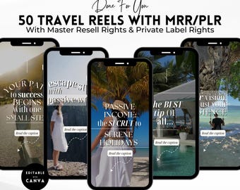 50 Reise Instagram Reels: MRR PLR Canva Vorlagen (Digitaler Download)