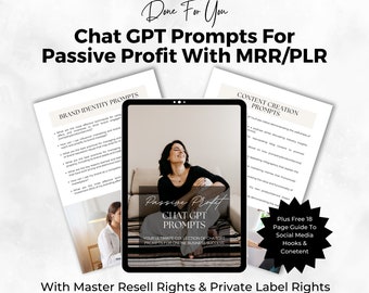 Passive Profit With Chat GPT Guide With Master Resell Rights | PLR Digital Products | Done For You | PLR EBooks | Digital Product Guide.