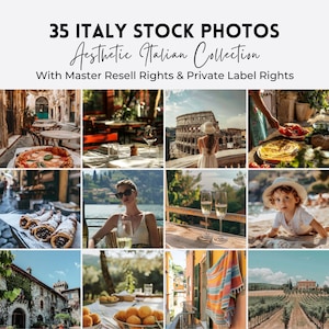 Italian Stock Photo Bundle | MRR PLR | Luxury Italy Lifestyle Travel Images | Mediterranean Aesthetic Faceless Marketing | Food Stock Photos