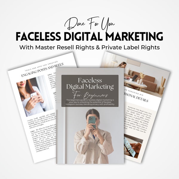 Faceless Digital Marketing Guide | Done for You with Master Resell Rights (MRR) | Private Label Rights (PLR) | DFY Faceless Lead Magnet.