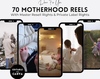 70 Motherhood Reels | MRR PLR, Faceless Marketing (Canva Editable)