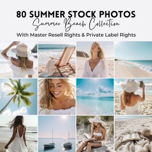 Beach Aesthetic Stock Photos | PLR MRR | Summer Aesthetic Digital Downloads | Faceless Marketing Instagram Content | Master Resell Rights
