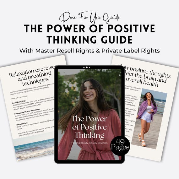 Positive Mindset Planner eBook: PLR MRR, Self-Help Templates (Digital Download)