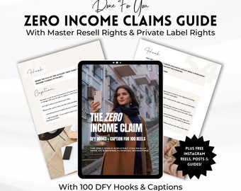 Le guide de la déclaration de revenus nuls | 100 accroches et légendes de vidéos prêtes à l'emploi avec MRR et PLR | Contenu anonyme pour les réseaux sociaux | Marketing numérique | Vidéos.