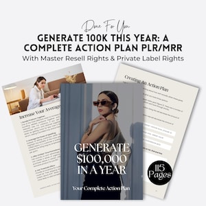 Generate 100k in a Year: Action Plan for Passive Income | Master Resell Rights eBook | PLR Digital Products | MRR Online Business Guide.