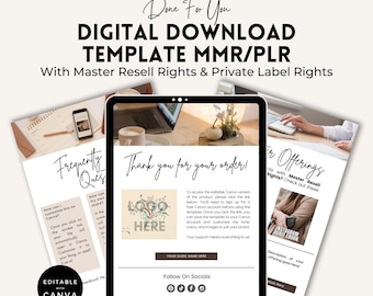 Canva Template for Etsy Sellers. Customizable Digital Download Instructions for Product Links PDF,
