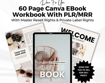 Canva Ebook Template | 60 Page Lead Magnet with MRR & PLR (Digital Download)