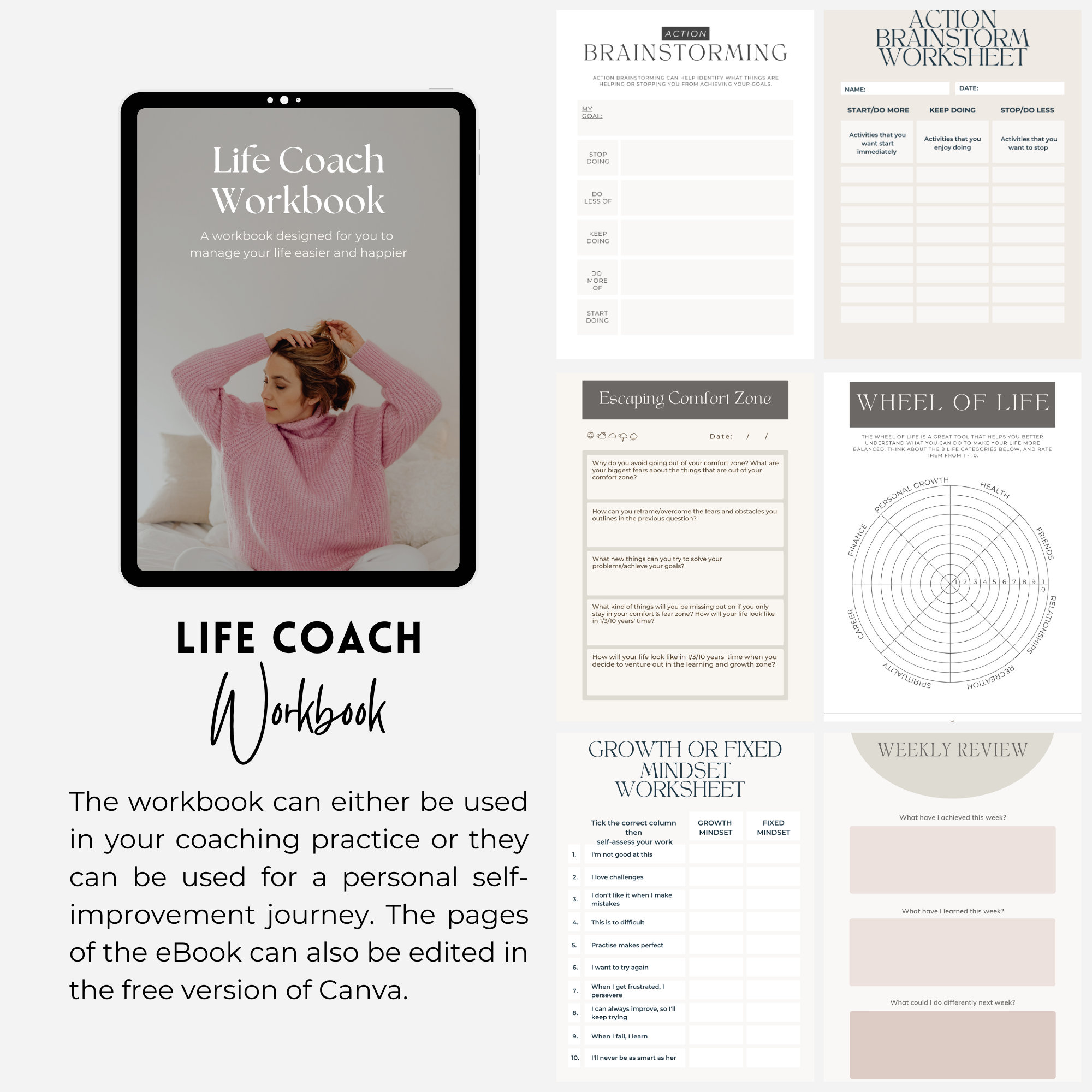 Life Coach Workbook: 32-page Template With MRR & PLR (canva Editable ...